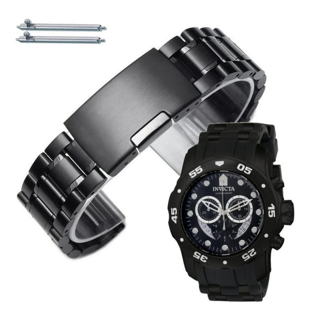 Black Metal Replacement Watch Band Fits Invicta Pro Diver 48mm Scuba