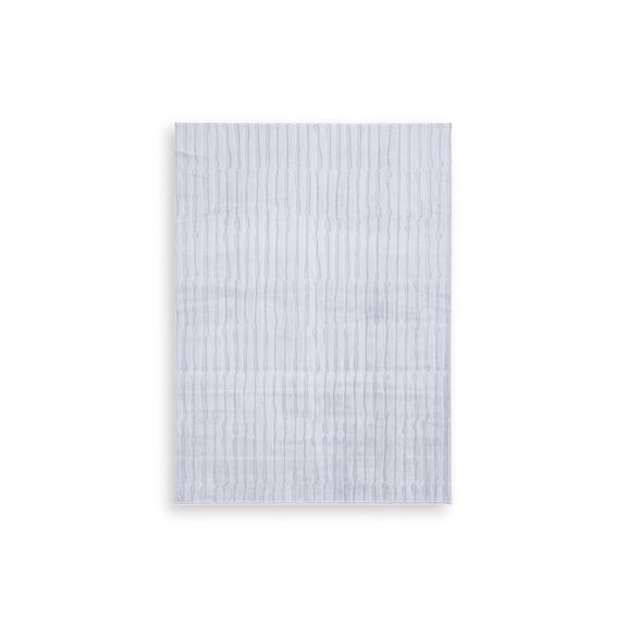 Signature Design by Ashley Worthley 5' x 7' Washable Area Rug, Gray Striped Faux Fur High-Low Rug