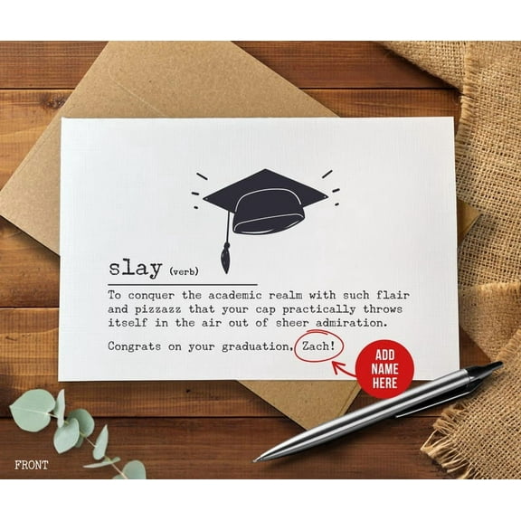 Personalized Graduation Card - "Slay" Definition with Custom Name - Perfect for Celebrating Achievements