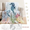 thumbnail image 5 of Coastal Seahorse Blanket Soft Cozy Warm Throw Blanket for Couch, Plush Fuzzy Flannel Fleece Blankets for Sofa, Marine Coral Turtle Jellyfish Oceans Bed Blankets Lightweight Gifts for Women, 50"x60", 5 of 9