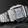 thumbnail image 3 of Reloj deportivo multifunción para hombre, reloj digital con doble cuenta regresiva, plateado., 3 of 7