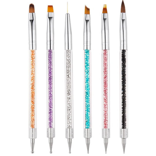 Pinceles para decoración de uñas, cepillo de doble punta y kit de herramientas para puntear, bolígrafo para uñas con mangos brillantes, 2500