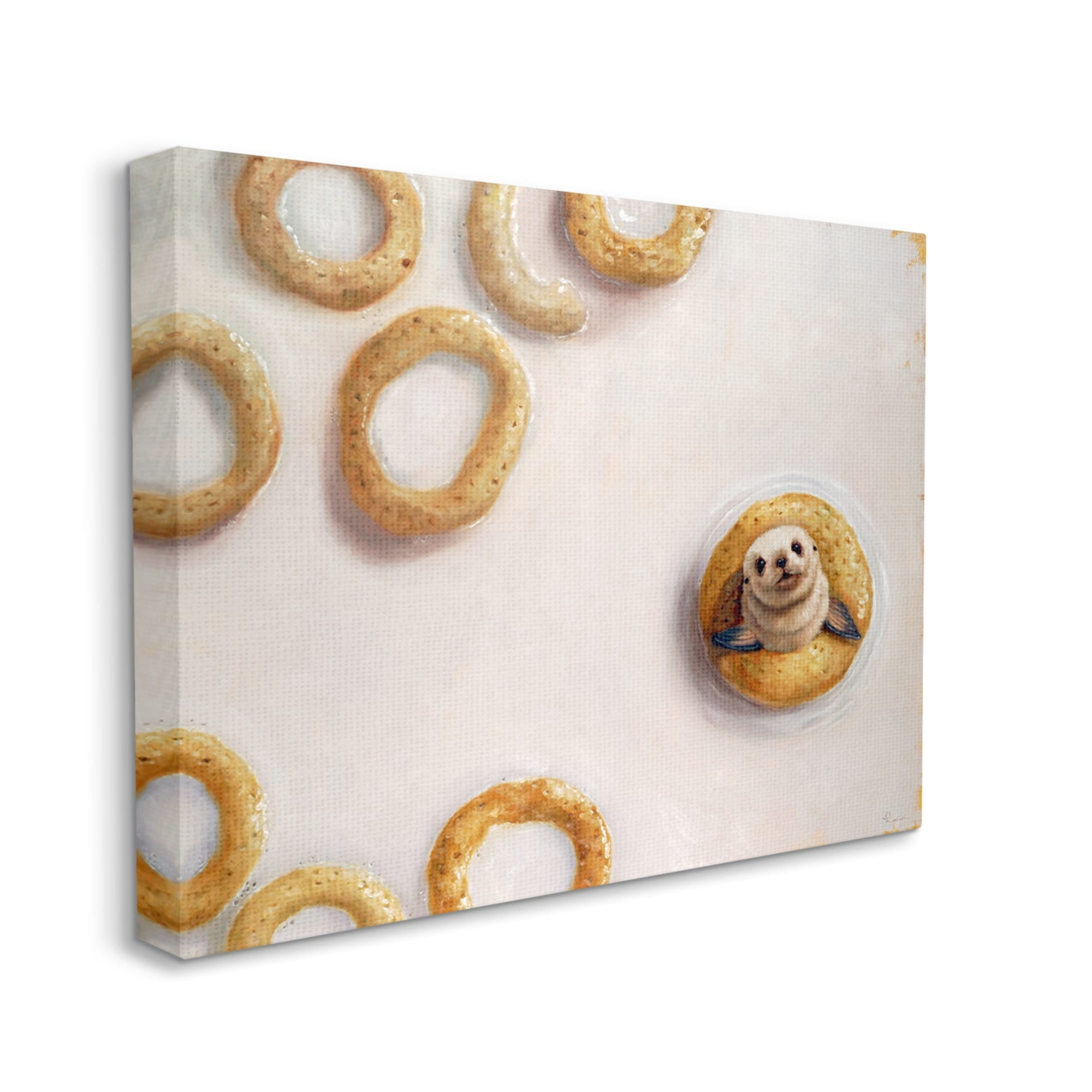 Stupell Industries Sea Lion Seal Swimming Bowl Cereal Milk Canvas Wall Art, 20 x 16, Design by Lucia Heffernan