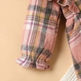 thumbnail image 5 of ZEHJUHAN Newborn Baby Girl Fall Winter Plaid Long Sleeve Buttons Outfit Ruffles Dress&Bow Headband, Pink 12-18 Months, 5 of 8