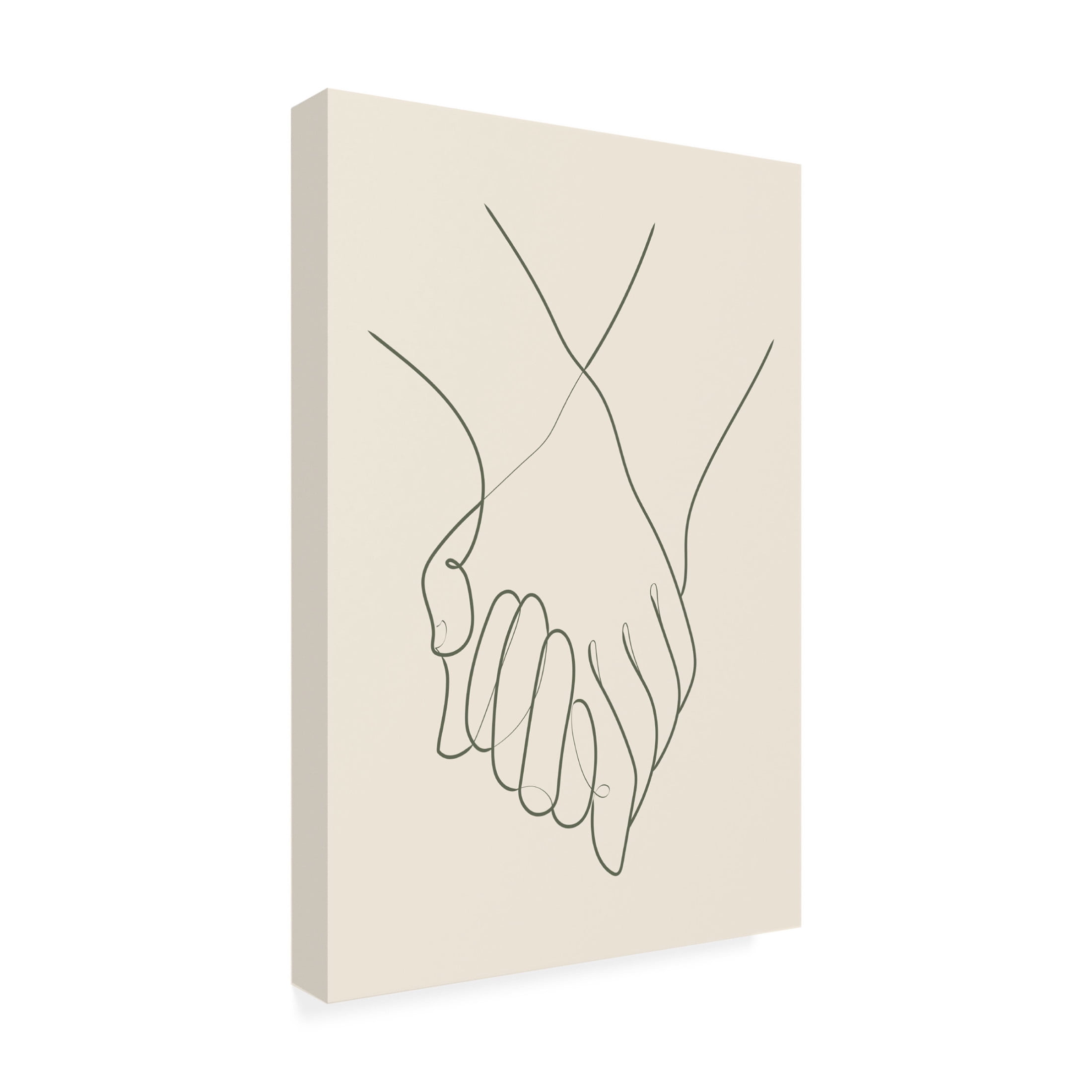 Canvas Wall Art - Pictufy Studio II 'Holding Hands Green' Wall Art for Living Room, Bedroom, or Office Décor by Trademark Fine Art - 12 x 19 Inches