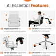 thumbnail image 6 of CQAOE Ergonomic Mid-Back Office Desk Chair, White Leather Executive Swivel Chair with Adjustable Height, Padded Seat & Arms, Rolling Wheels for Home, Conference & Vanity Use, 6 of 7