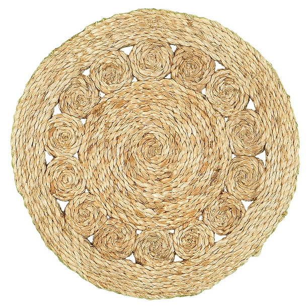 Lr Home Natural Jute Brown 15 inch Braided Round Placemat (Set of Two ...