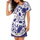 thumbnail image 2 of Easygdp Blue And White Porcelain Pattern Camisón de manga corta para mujer, informal, estampado, 2 of 6