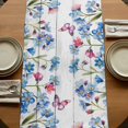 thumbnail image 5 of Table Runners 70 Inches Long Dress Scarves, Blue Spring Floral Farmhouse Coffee/Dining/Kitchen Table Decor, Holiday Table Runner, Pink Flowers Butterfly Wooden Watercolor 13x70 Inch, 5 of 9