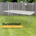 thumbnail image 2 of Mesa Plegable de Plastico Tipo Portafolio Portatil con Estructura de Acero y Agarradera Ideal para Jardin Interiores Exteriores y Eventos 1.80 metros, 2 of 10