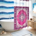 thumbnail image 5 of No Hook Shower Curtain, Pink Geometric Shower Curtains for Bathroom with See Through Top Window, Middle Century Boho Ethnic Abstract Southwestern Waterproof & Washable Bath Curtain Narrow 54"x78", 5 of 9