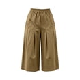 thumbnail image 4 of Guluxicc Women's Cotton Cropped Pants with Pockets Elastic Waist Wide Leg Capris for Everyday Wear Summer Casual Outfits, 4 of 9