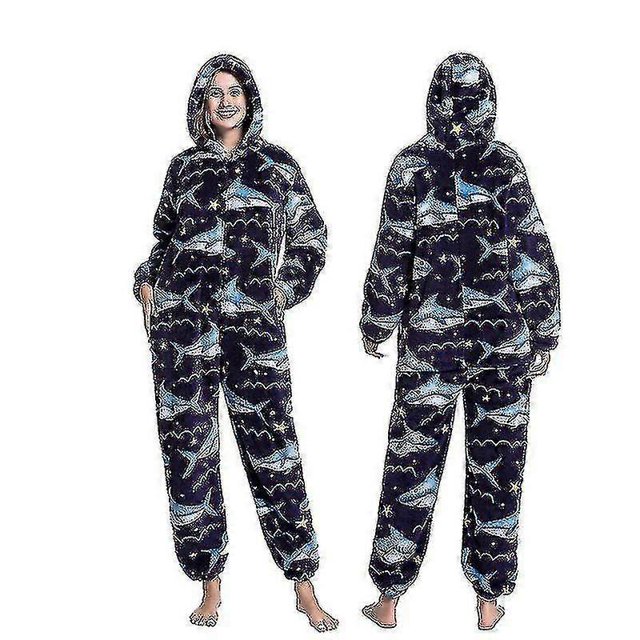 Cartoon Animal One-piece Pajamas Flannel Pajamas For Men And Women