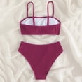 thumbnail image 5 of Women's Ribbed High Waisted Bikini Sets Scoop Neck Two Piece Swimsuits Spaghetti Strap Textured Bathing Suit Purple, 5 of 8