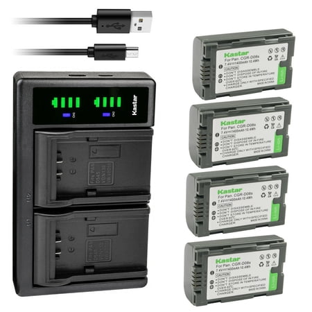 Kastar 4-Pack Battery and LTD2 USB Charger Compatible with Hitachi DZ-BP08 DZ-BP16 DZ-BP28 Battery Hitachi DZ-MV270E VDR-M20 DZ-MV100 DZ-MV100A DZ-MV100E DZ-MV200 DZ-MV200A Camera
