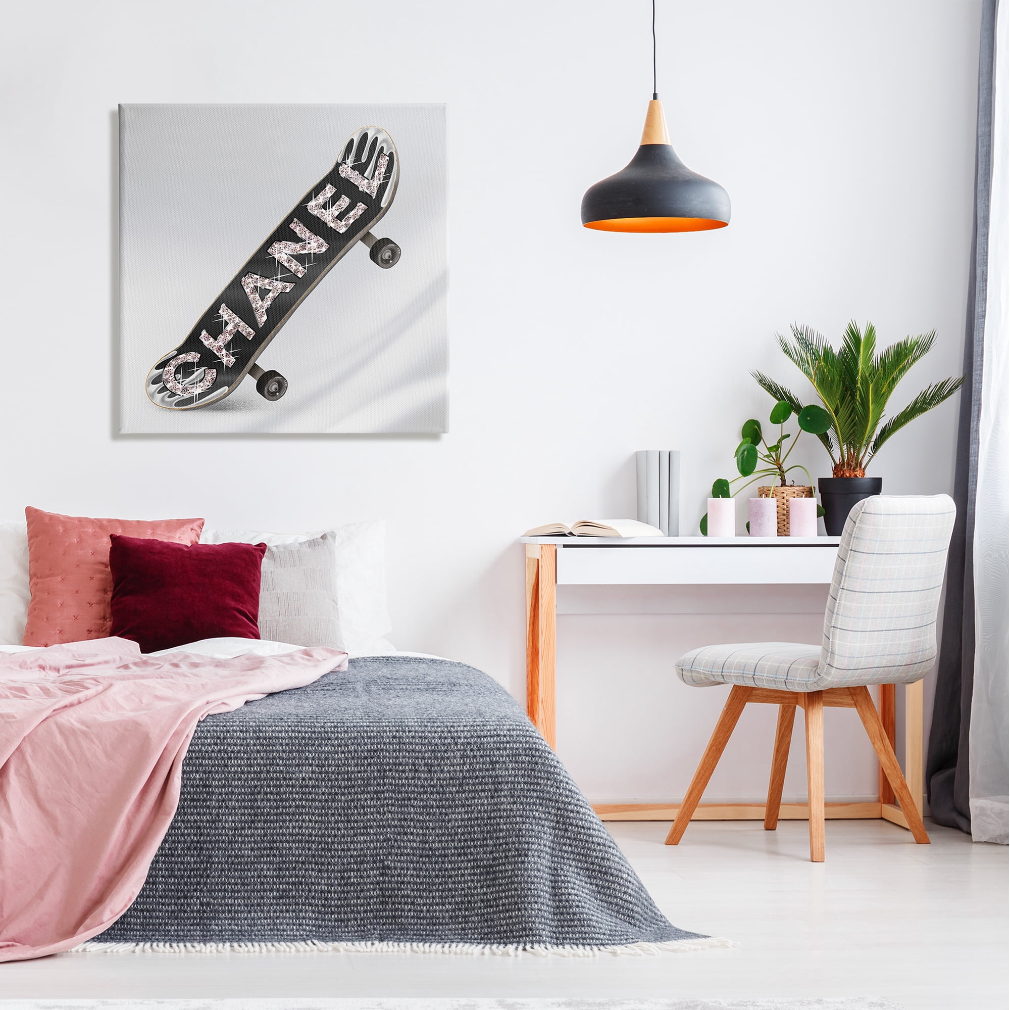 Stupell Industries Trendy Glitzy Skateboard Glam Fashion Lettering Graphic Art Gallery Wrapped Canvas Print Wall Art, Design by Ziwei Li
