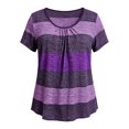 thumbnail image 6 of Lumistal Plus Size Women Summer Tops Thin Breathable Casual T-Shirts Striped Blouse Short Sleeve Top Basic Tee Fashion Leisure Tshirt for Women Going Out Tops XL-5XL Purple XXXL, 6 of 6