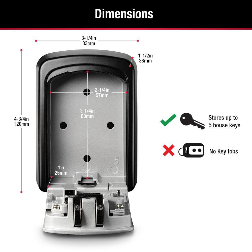 Master Lock Wall Mount Lock Box with Resettable Combination Dials