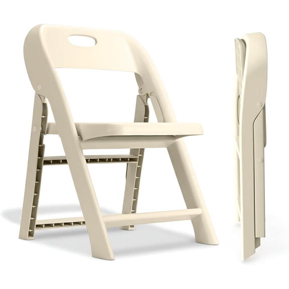 Giggle & Play Folding Chairs, Portable and Lightweight Kids Chair with Backrest, Beige, 2 Pack