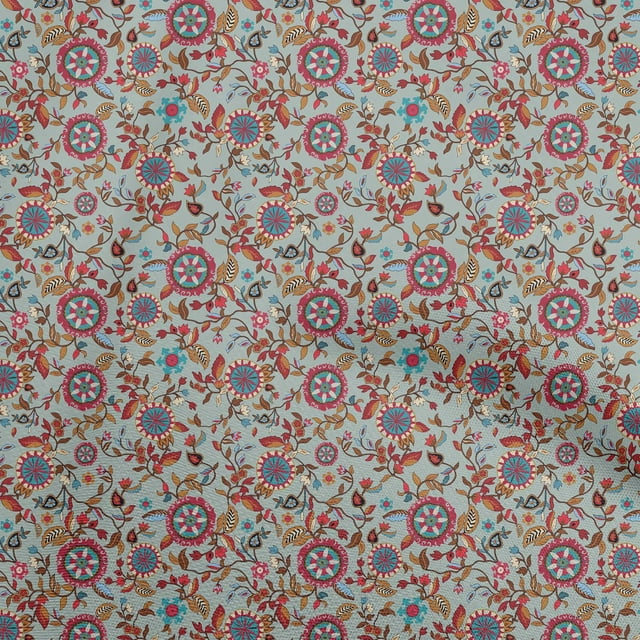 oneOone Rayon Blue Fabric Asian Suzani Sewing Craft Projects Fabric Prints By Yard 56 Inch Wide