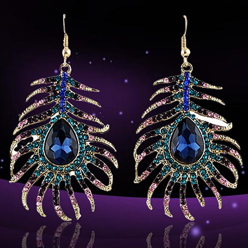  Earrings, 1 Pair Hook Earrings Peacock Shape