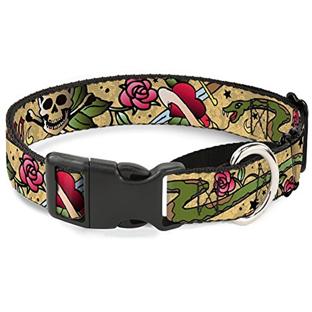 buckle-down "live hard die young tan" martingale dog collar