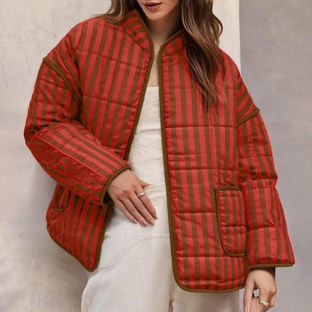 NJDVHB Parkas d'Hiver à Manches Longues pour Femmes, Veste Décontractée à Fleurs Sans Capuche
