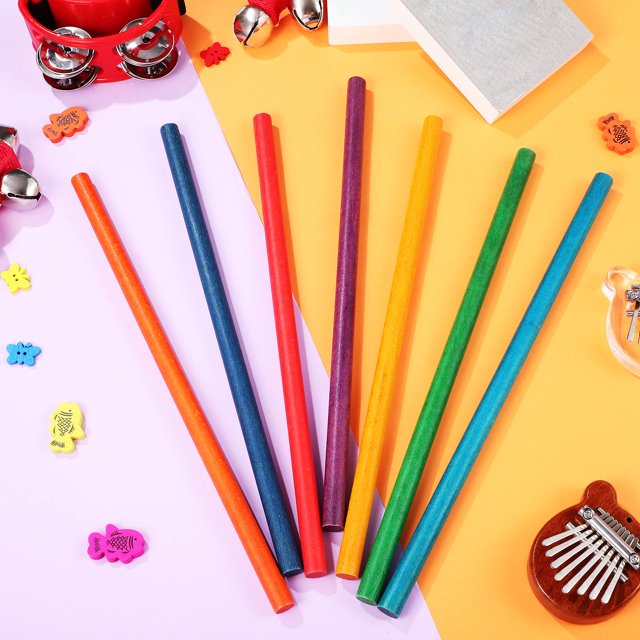 TEHAUX 16 Pcs Bâtons de Rythme Instrument de Percussion en Bois pour Tout-Petits Salle de Classe et Église