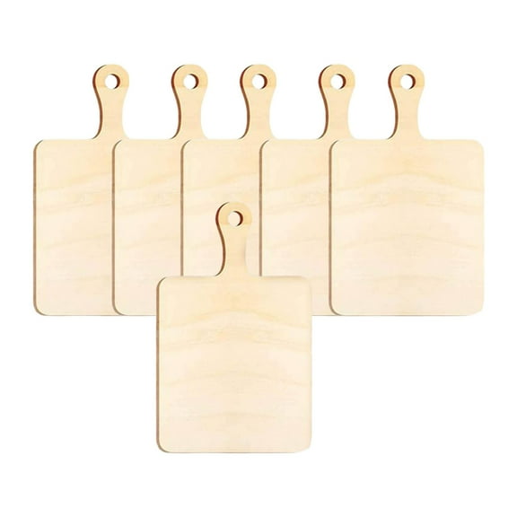 6Pcs Paddle Cutting Board with Handle Cheese Board Serving Board Wood