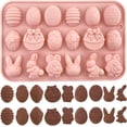 thumbnail image 1 of 1 Stycke Påsk Silikon Chokladformar med 18 Håligheter - Ägg, Kanin, Kaninhuvud, Korgformer - Form för DIY Choklad, Godis, Gelé, 1 of 4