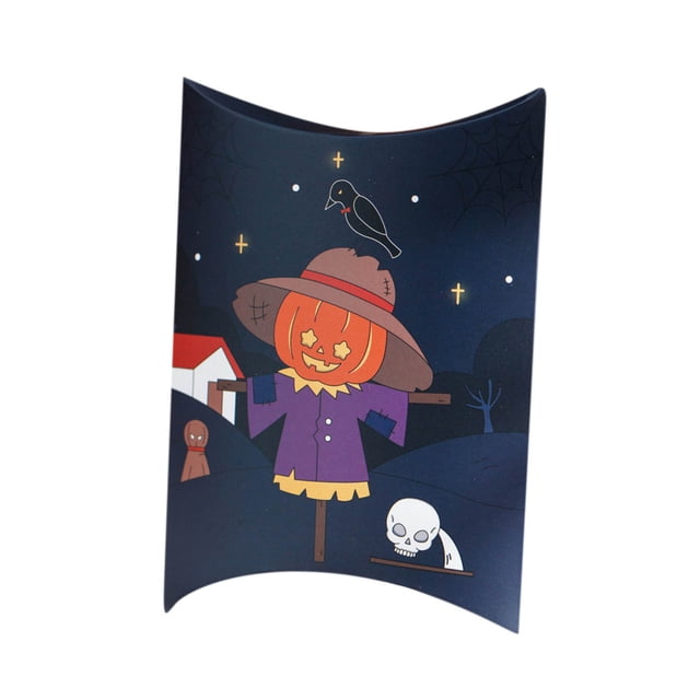 Halloween Pillow Gift Box A Style Paper Material 5.7X3.9X1.2 Inches For Candy Chocolate Cookie Party Favor Packaging A
