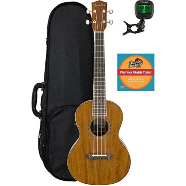 fender rincon acousticelectric tenor ukulele bundle with hard case