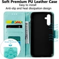 thumbnail image 4 of Mandala Case for Samsung Galaxy A54 5G, Premium Leather Flip Wallet Card Slots Magnetic Stand Protective Ultra Slim Shockproof Case with Lanyard, Embossed Flip Cover - Green, 4 of 9