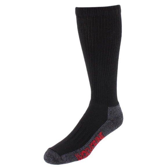 Wolverine Men's Steel Toe Work Boot Sock Cotton Over The Calf Sock Breathable Arch Support 2 Pair Pack