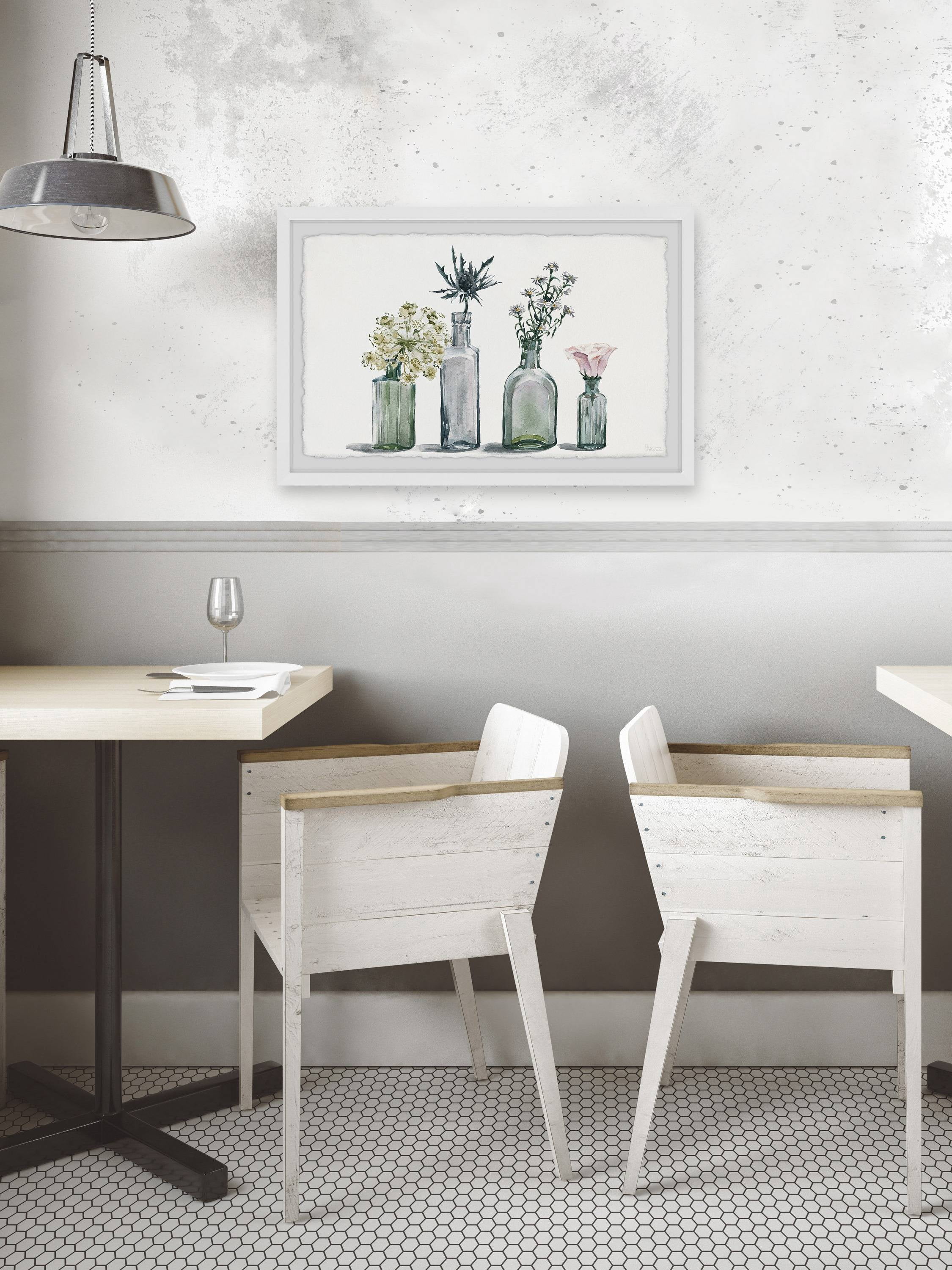 Parvez Taj Four Bottle Blooms Framed Wall Art