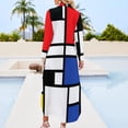 thumbnail image 2 of piet mondrian - Composition with Red Blue yellow black white Long Sleeved Shirt Dress elegant guest wedding dress, 2 of 6