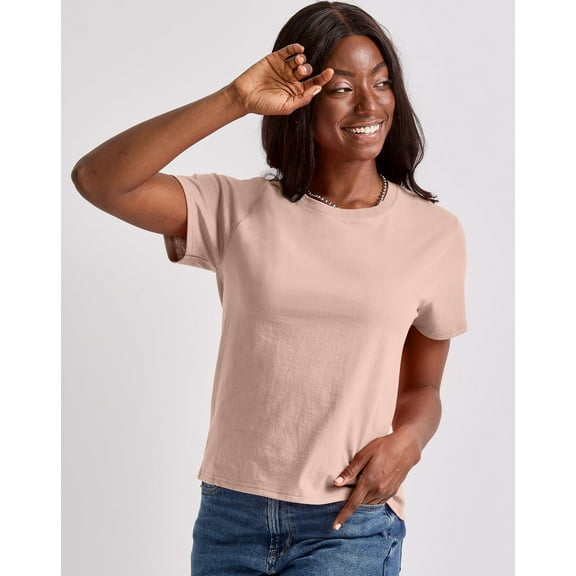 Hanes Essentials Women’s Cotton T-Shirt, Classic Fit Pale Blush Pink XS