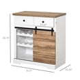 thumbnail image 3 of Farmhouse Coffee Bar Cabinet, Barn Door Wine Cabinet with Storage, Sideboard Buffet Cabinet with Wine Racks for Kitchen, White, 3 of 8