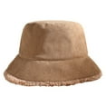 thumbnail image 5 of Winter Bucket Hat Cozy Faux Lambswool Double-sided Reversible Thickened Fleece Solid Color Keep Warm Fisherman Hat, 5 of 7