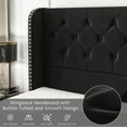 thumbnail image 4 of Breltam Queen Size Bed Frame with 4 Storage Drawers, Wingback Tufted Headboard, LED Lights, Black Velvet Upholstered Platform Bed, No Box Spring Needed, 4 of 9