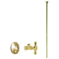 Westbrass 3/8" x 20" Flat Head Supply Line Toilet Kit with Cross Handle Angle Valve, Polished Brass