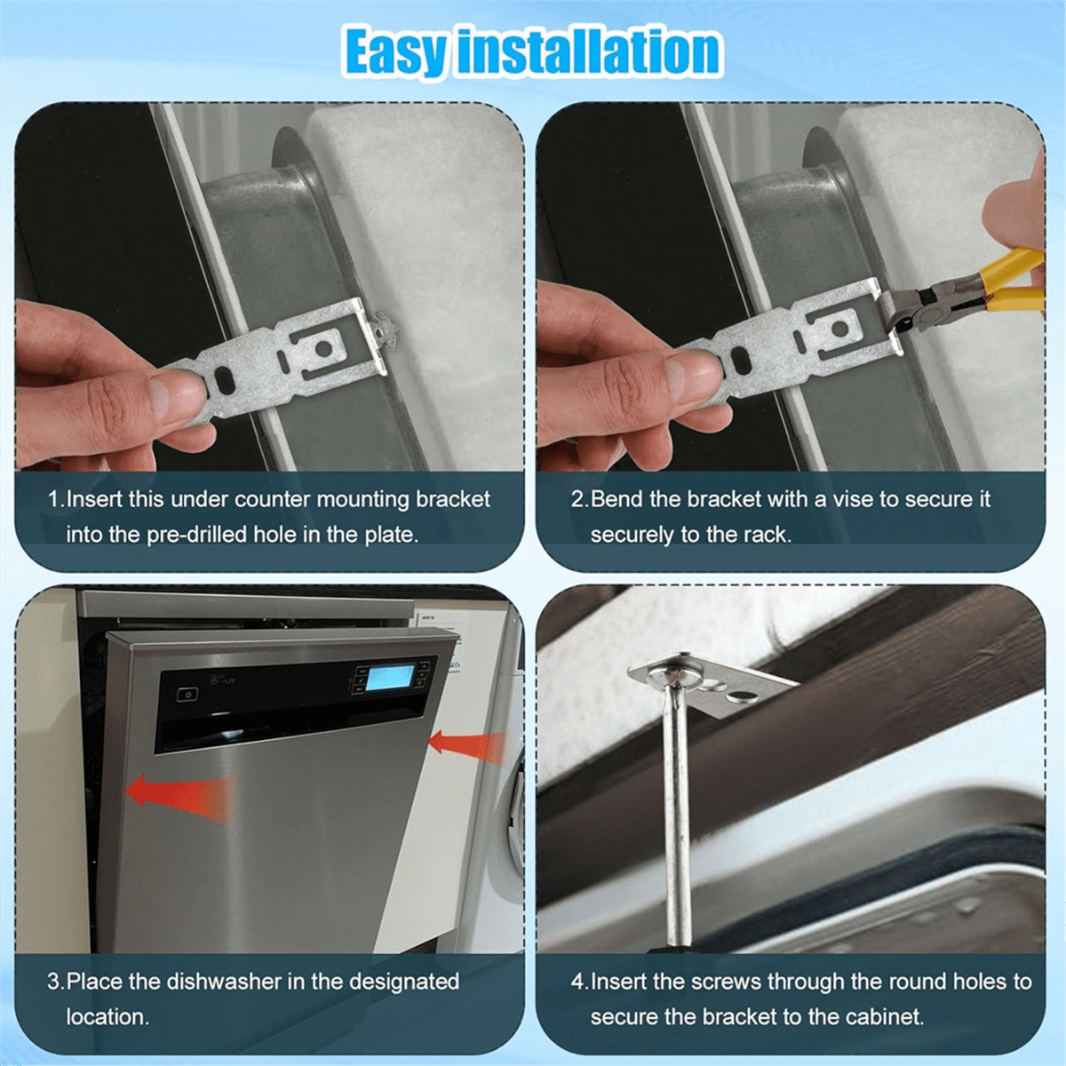 2Pcs Dishwasher Mounting Fastening Bracket, WD01X27759 Quartz Countertop Install Clips