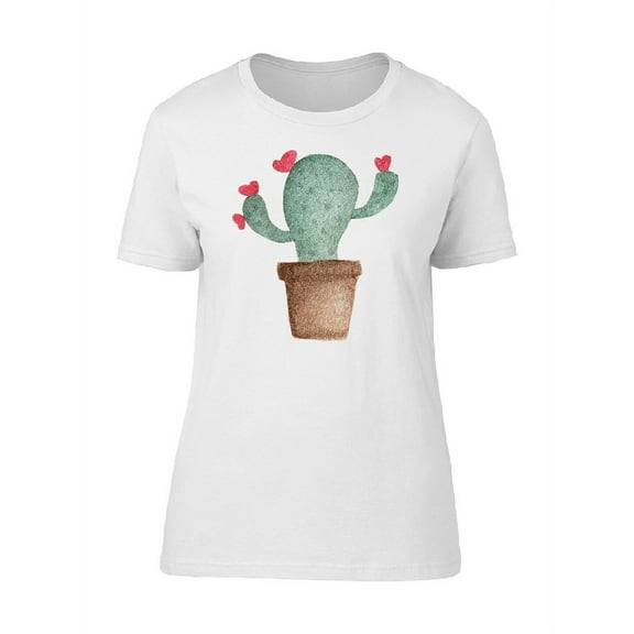 Cute Cactus In Pot Watercolor T-Shirt Women -Image by Shutterstock, Female Small