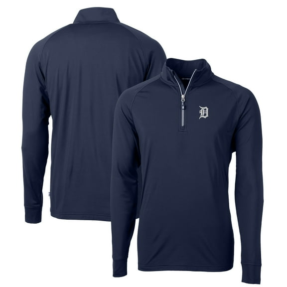 Men's Cutter & Buck Navy Detroit Tigers Big & Tall Adapt Eco Knit Stretch Recycled Quarter-Zip Pullover Top