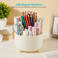 thumbnail image 4 of Pen Holder with 5 Slots,Makeup Brush Holder Organizer,360 Degree Rotating Pencil Holder for Desk Organizer,Office Supplies,Home（Beige）, 4 of 5