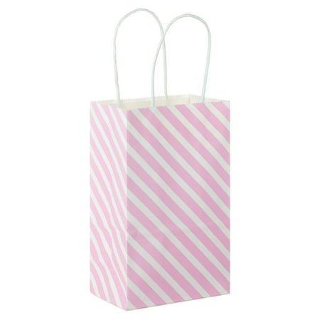Hallmark Small Gift Bag (Light Pink and White Diagonal Stripe)