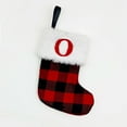 thumbnail image 1 of Fridja 8 Inches Mini Initial Monogram Embroidered Christmas Stocking Knitted Christmas Decorations Stocking Red, White, Black Knit Cute Christmas Stockings for Fireplace, Christmas Tree-O, 1 of 1
