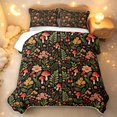 thumbnail image 2 of Homewish Watercolor Botanical Mushroom Quilt King,Boho Fungus Plant King Coverlet Set,Black Reversible,3 Pieces, 2 of 7