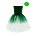 thumbnail image 4 of Haitryli Kids Girls Sparkly Strap Ballet Skirted Leotard Dance Tutu Dress Ballerina Performance Outfit and Headwear Dark Green 9-10, 4 of 6