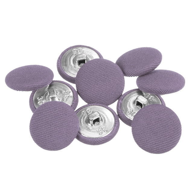 10uds 36L Tela Paño Cubierto Botón 23mm Redondo Metal Vástago Costura Botones para Trajes Vestido Blusas, Púrpura